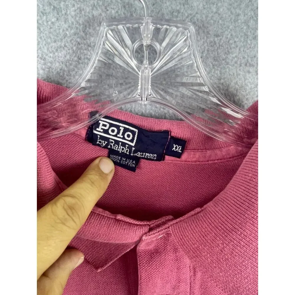 VTG Ralph Lauren Polo Shirt Men's 2XL Purple Plum Short Sleeve Made‎ in USA
